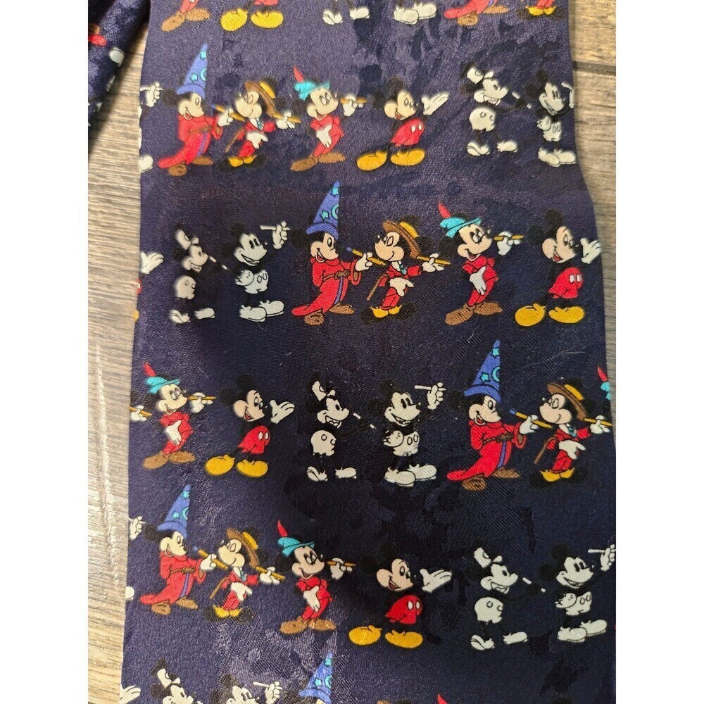 Disney Vintage The Disney Store Navy Blue Silk Tie Evolution of Mickey Mouse